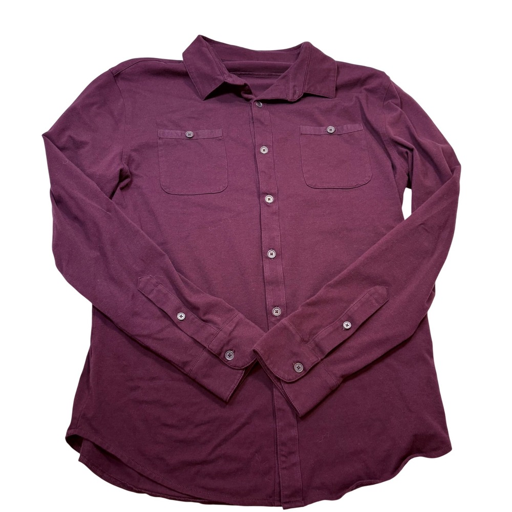 Structure Men Long Sleeve Button Down Shirt Burgundy Stretch cotton M 825895777